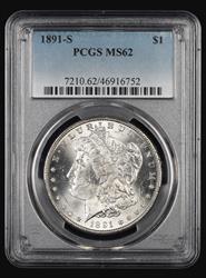 1891 S $1 PCGS MS62 MS62