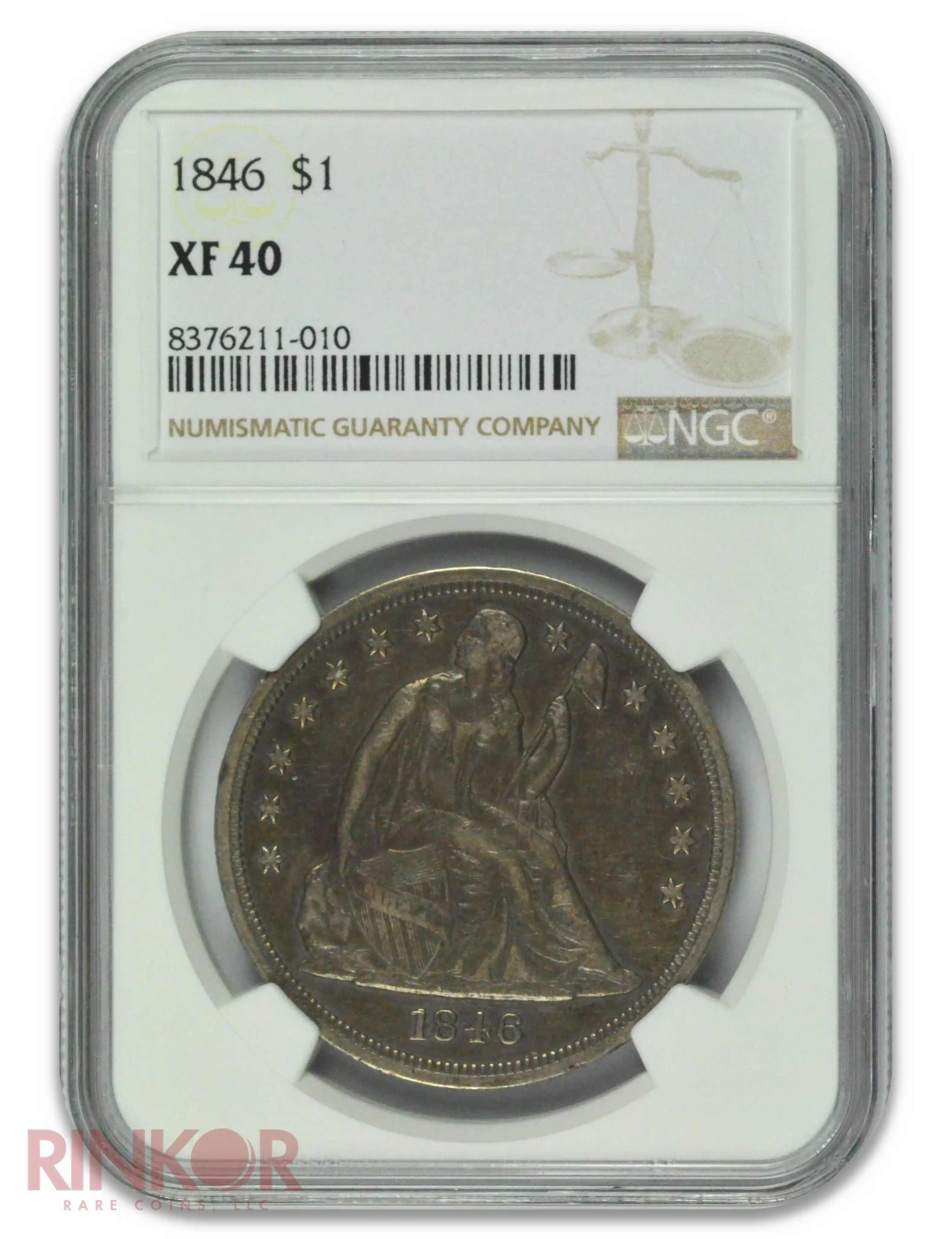1846 $1 Seated Dollar NGC XF-40