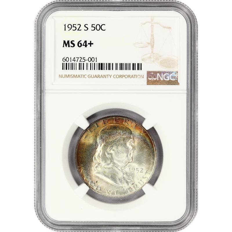 1952-S Franklin Half Dollar 50c, NGC MS 64 + Mint Set Toning