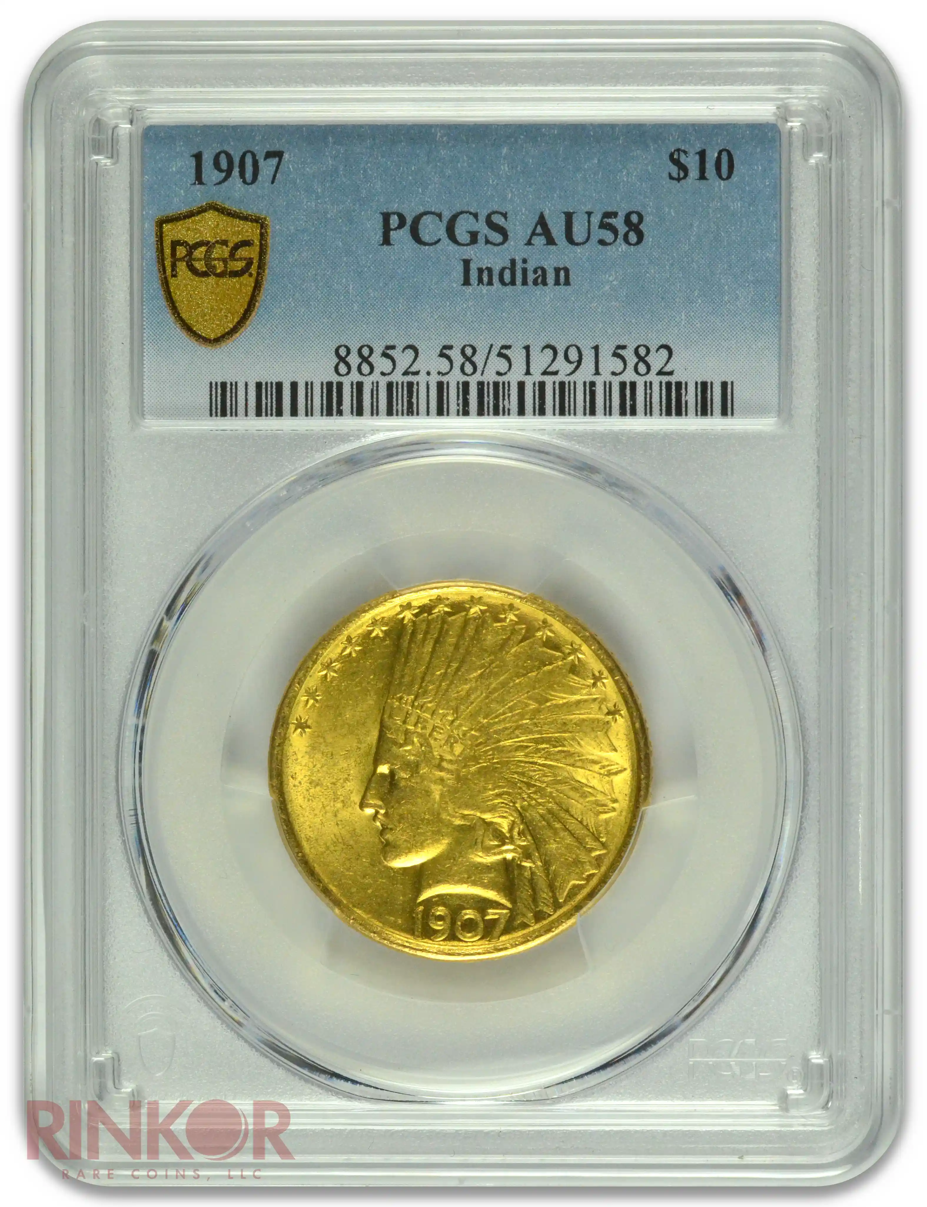 1907 No Motto Indian Head PCGS AU-58