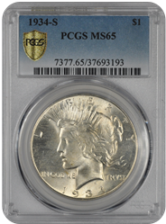 1934-S Peace PCGS MS 65