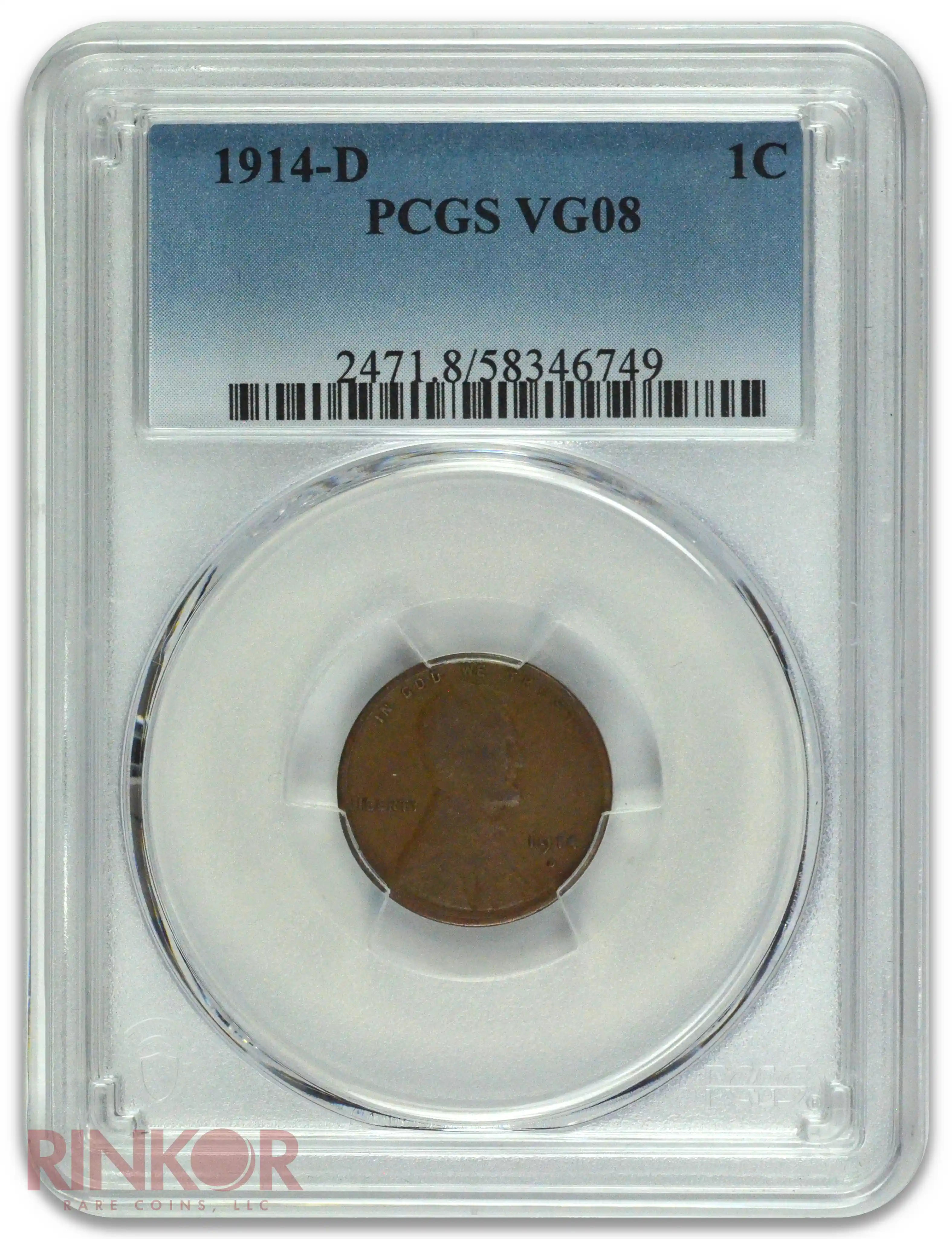1914-D 1C Lincoln Wheat Cent PCGS VG-08