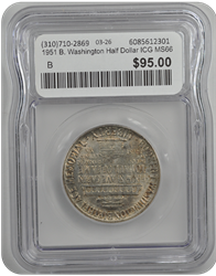 1951 B. Washington Half Dollar ICG MS66