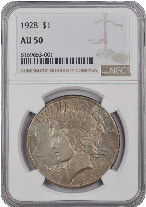 1928  Peace Dollar NGC AU-50