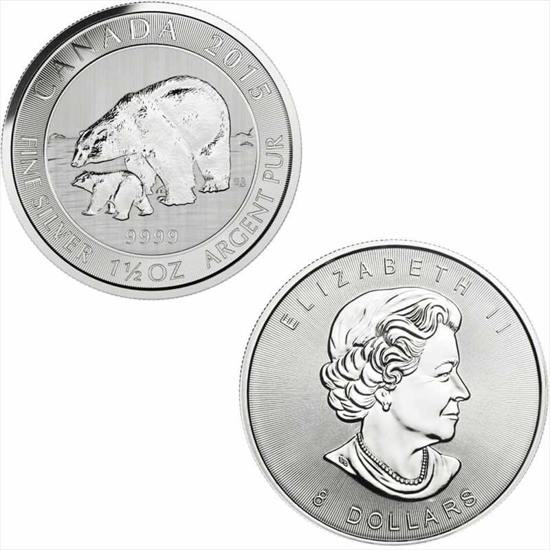 2015 Canadian Polar Bear 1.5 oz 9999 Fine Silver 