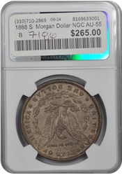 1888 S  Morgan Dollar NGC AU-55