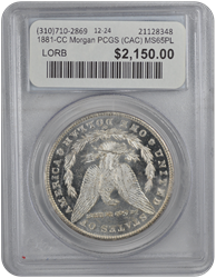 1881-CC Morgan PCGS (CAC) MS65PL 