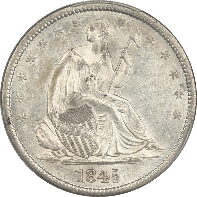 1845-O Liberty Seated Half Dollar 50c PCGS AU58 - Nice White Coin