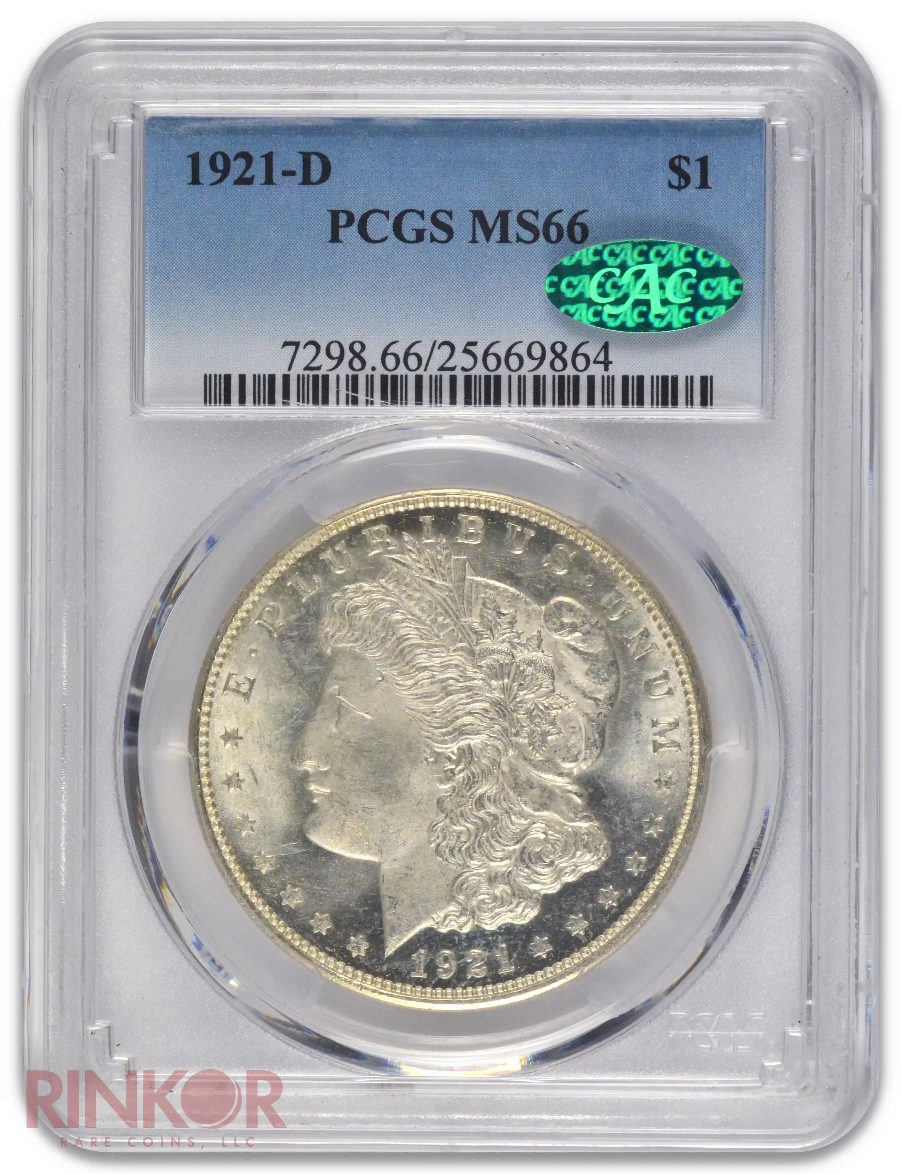 1921-D $1 Morgan Dollar PCGS MS 66 CAC