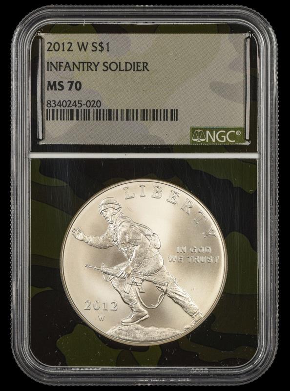 2012 W Infantry Soldier Commemorative $1 NGC MS70 Camo Core MS70