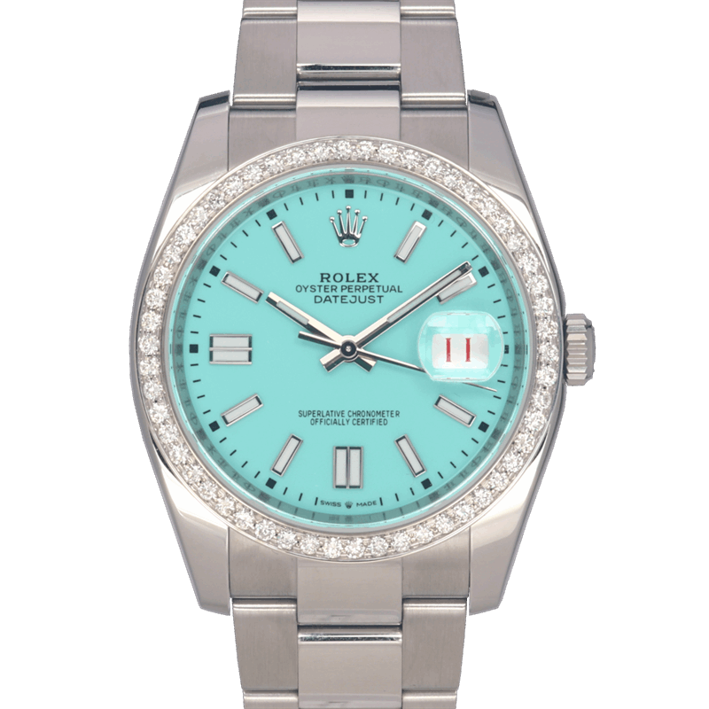 Rolex 36mm Datejust 116200 Diamond Bezel with Turquoise Dial Watch and Card (2013)