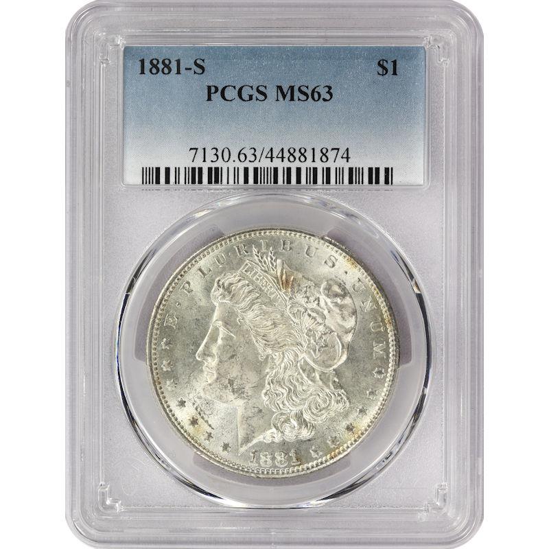 1881-S $1 Morgan Silver Dollar - PCGS MS63 - Nice Toning on Reverse!