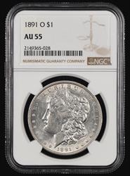 1891 O $1 NGC AU55 AU55