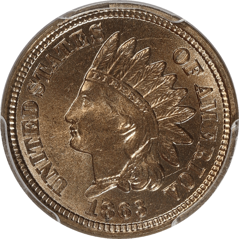 1863 Indian Head Cent 1c, PCGS MS 64 CAC Approved - Lustrous