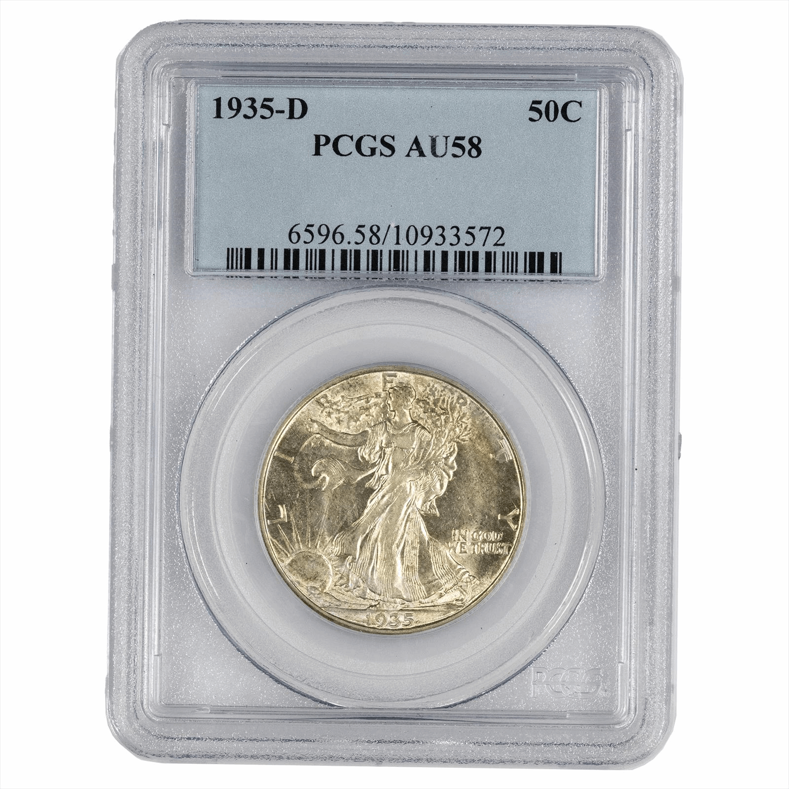 1935-D Silver Walking Liberty Half Dollar - PCGS AU 58 