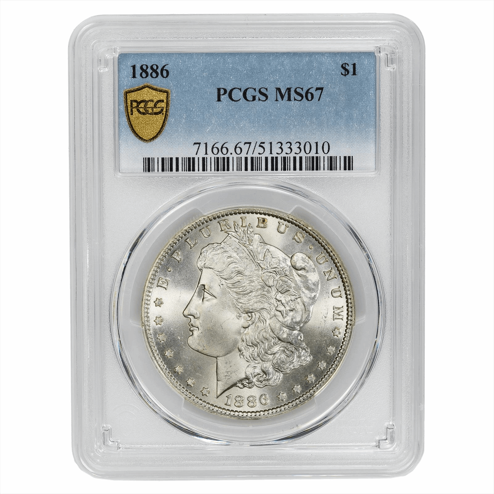 1886 $1 Morgan Silver Dollar PCGS MS 67