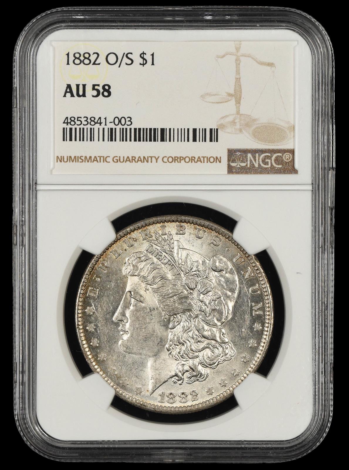 1882 O/S $1 NGC AU-58
