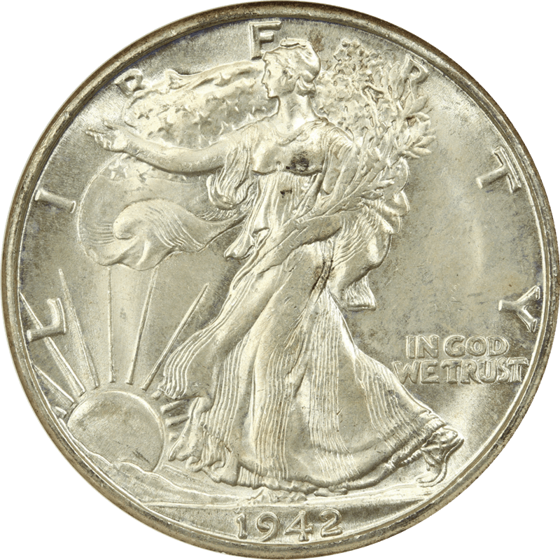 1942-D Walking Liberty Half Dollar 50c, NGC MS 64 CAC - Nice Luster