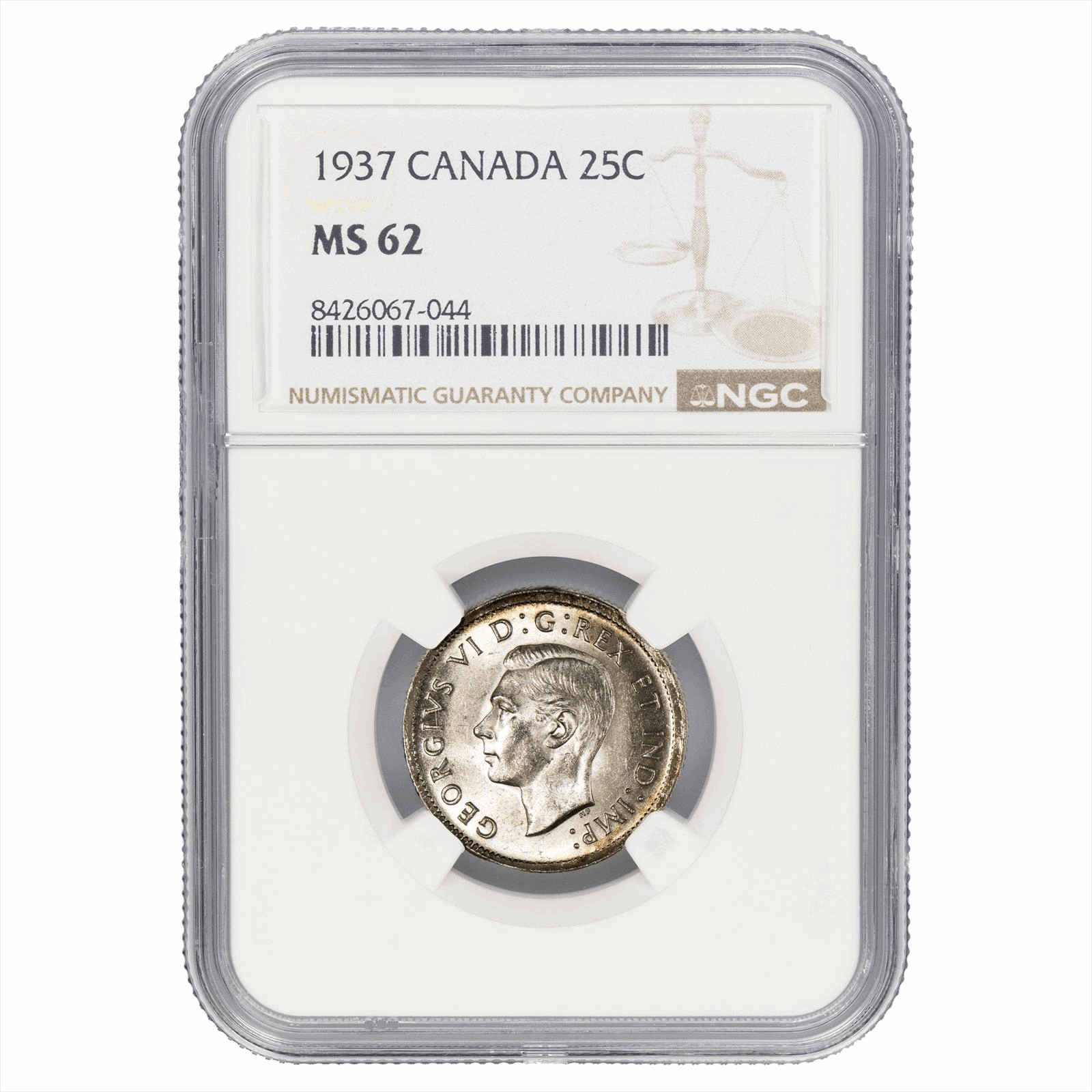 1937 Canada Quarter 25C NGC  MS 62