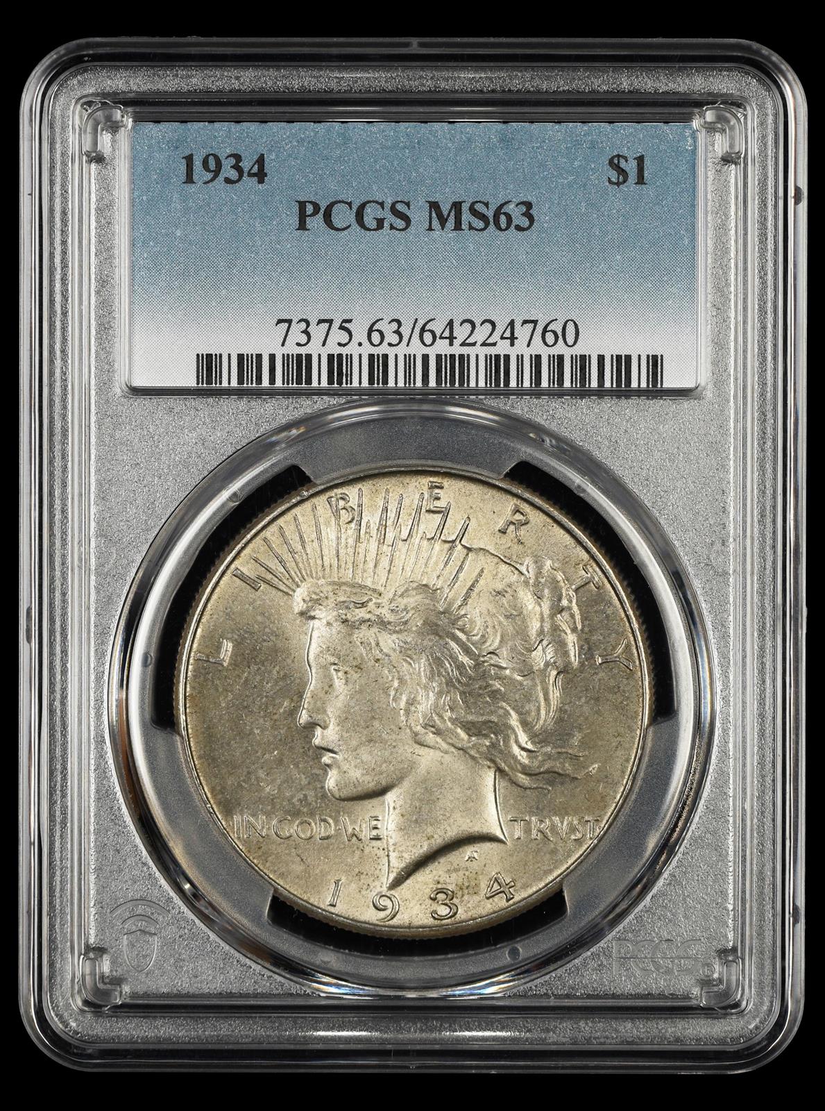 1934 $1 PCGS MS63