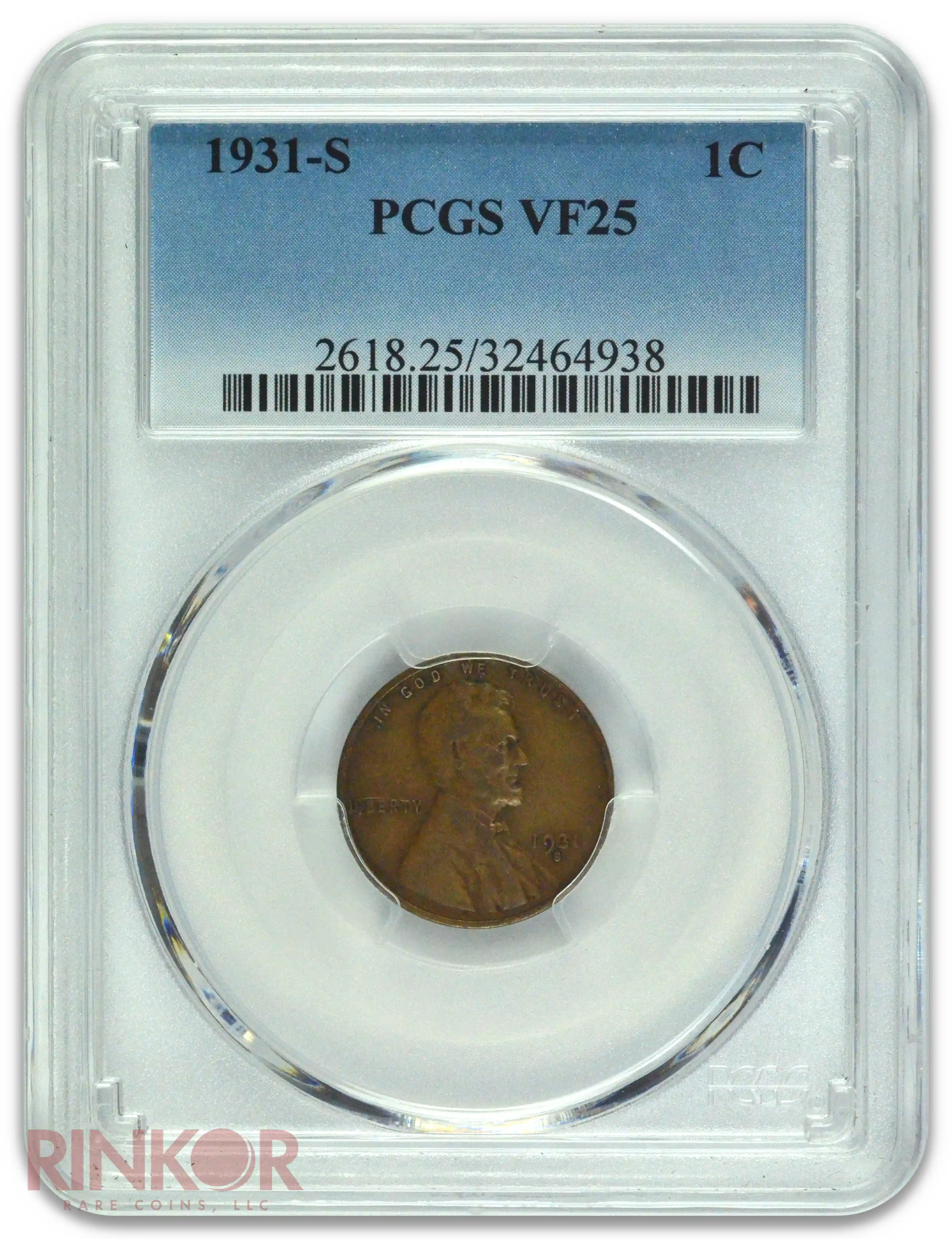 1931-S 1C Lincoln Wheat Cent PCGS VF-25