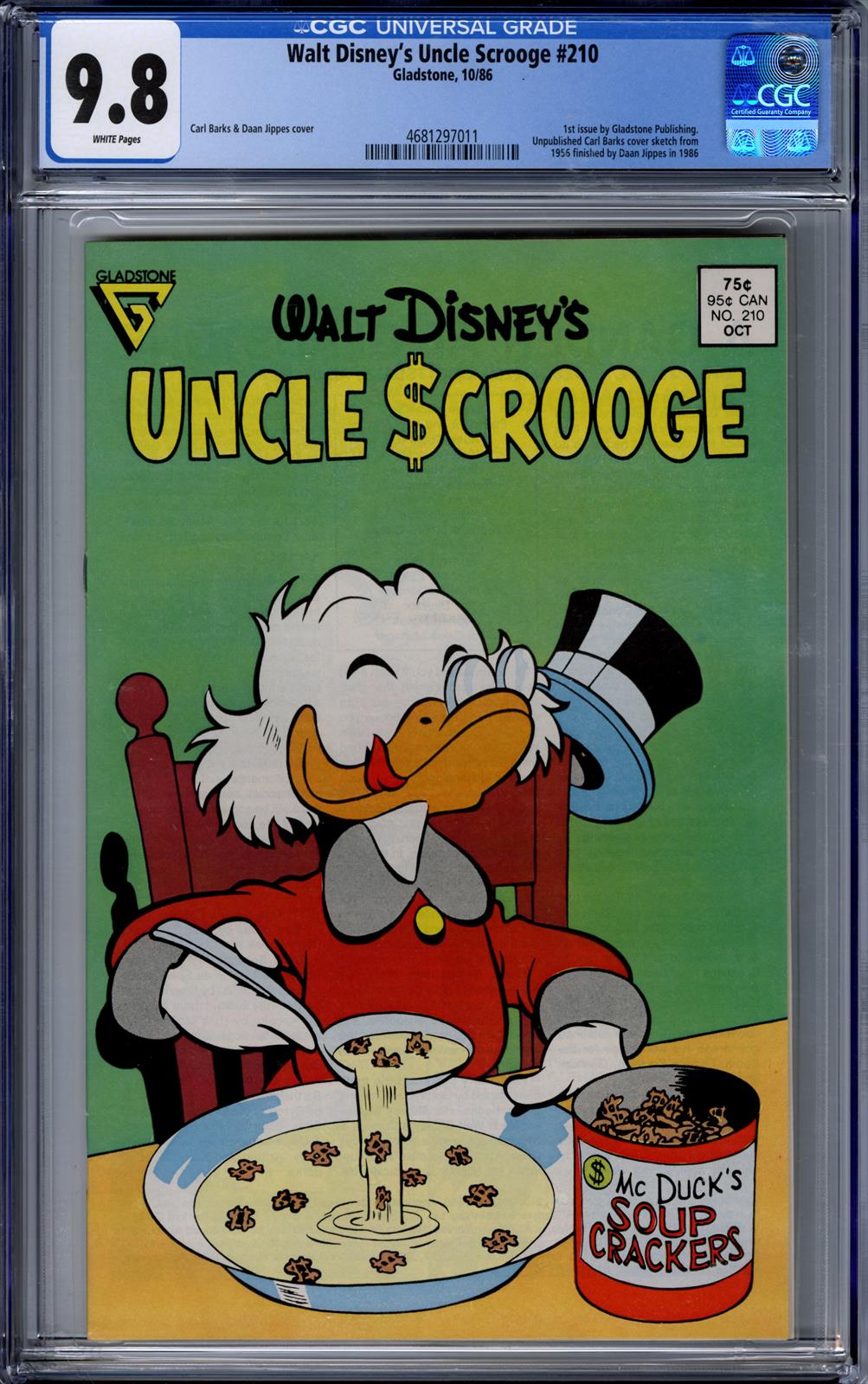 Walt Disneys Uncle Scrooge #210 CGC 9.8(Gladstone, 1986) 
