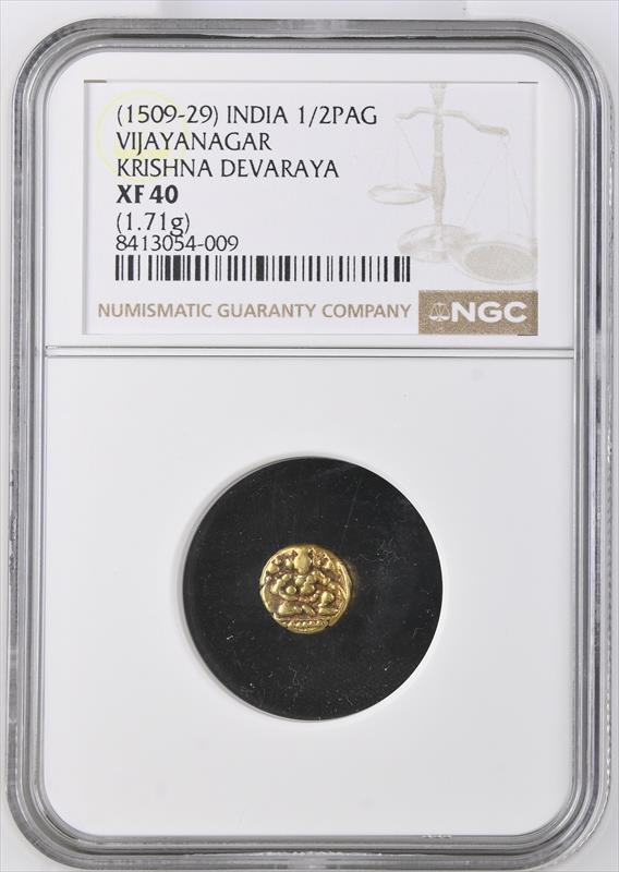 India (1509-29) 1/2 Pagoda, Vijayanagar, Krishna Devaraya NGC  XF40