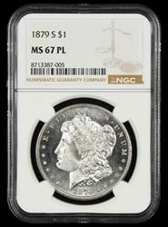 1879 S $1 NGC MS 67PL