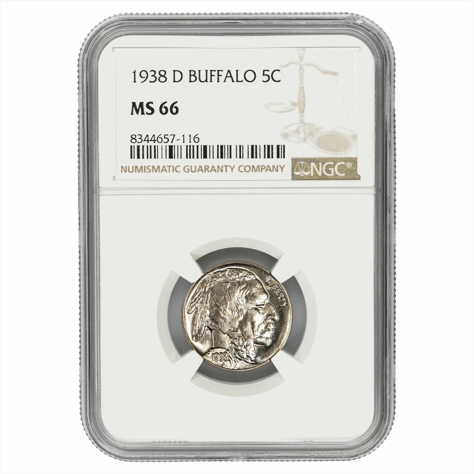 1938-D Buffalo Nickel 5C NGC MS 66