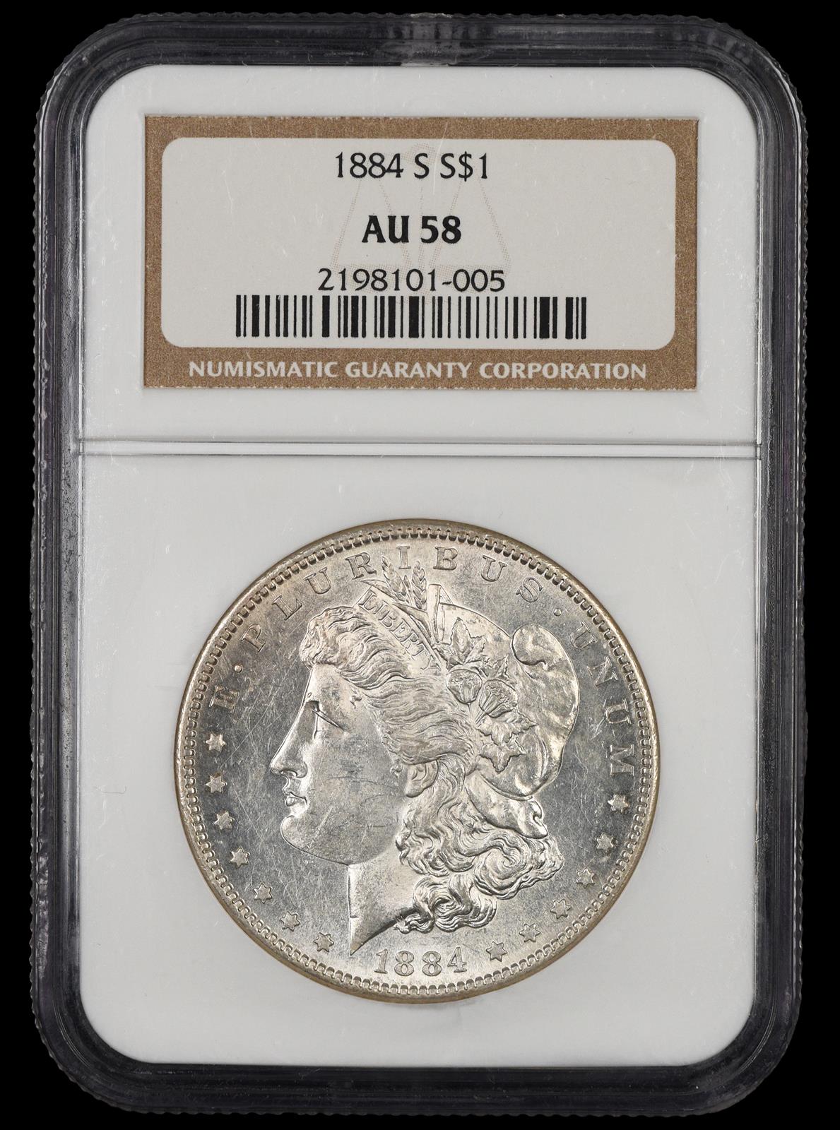 1884 S $1 NGC AU-58