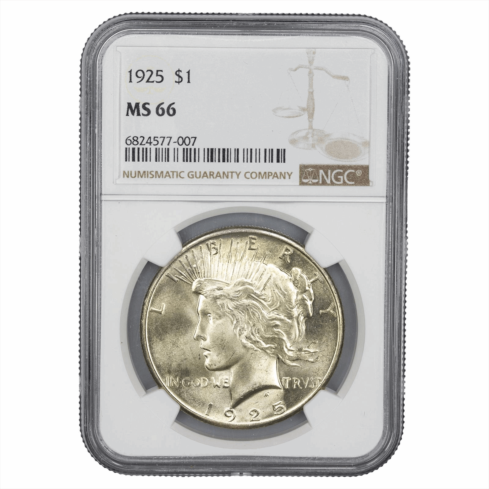 1925 Silver Peace Dollar $1 NGC MS 66