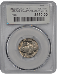 1929-S Buffalo PCGS (CAC) MS 65 