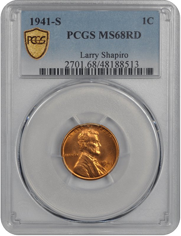 1941-S Lincoln PCGS RD 68