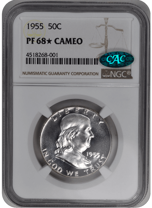 1955 Franklin Half Dollar NGC CAC (99) PF 68