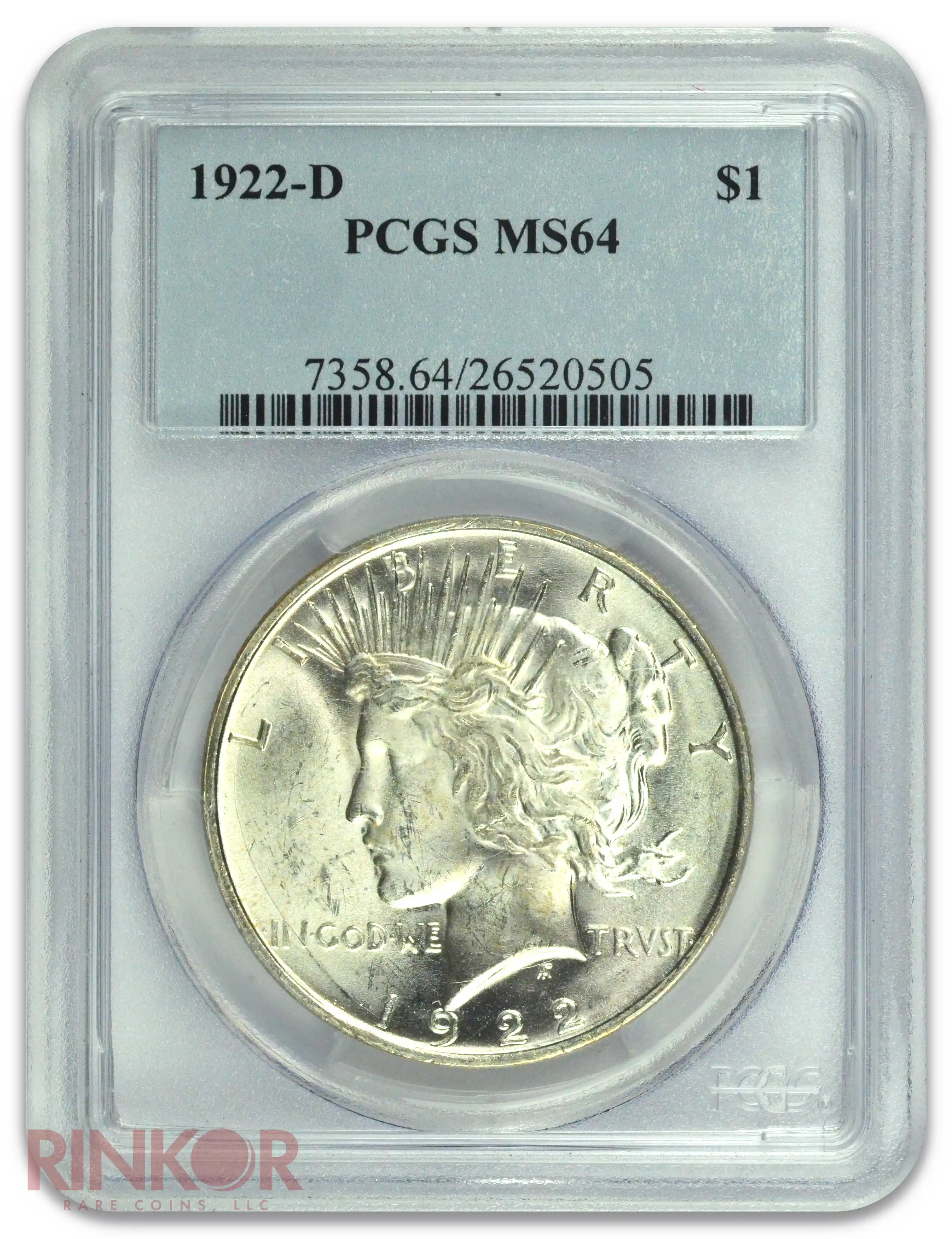 1922-D $1 Peace Dollar PCGS MS 64