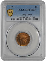 1871 Indian Head PCGS RD 65