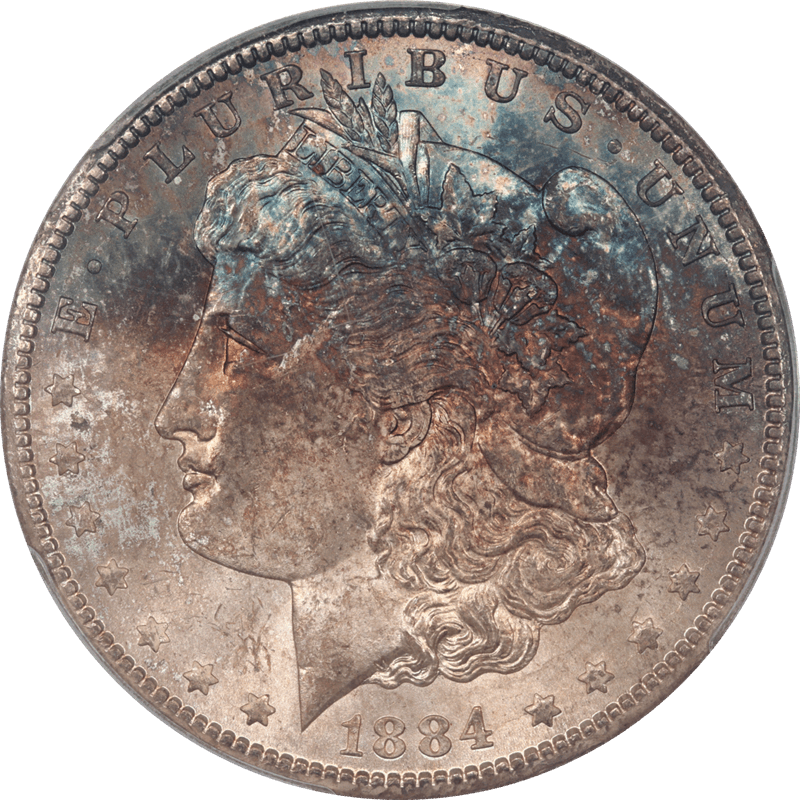 1884-CC Morgan Silver Dollar $1 PCGS MS65 CAC - Deep Multicolor Toning, Lovely