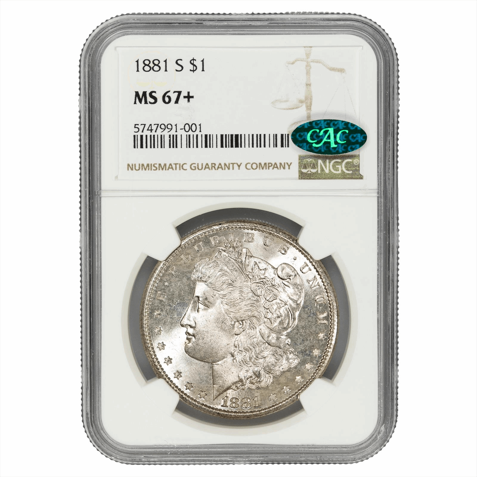 1881-S Morgan Silver Dollar $1 NGC MS 67+ CAC