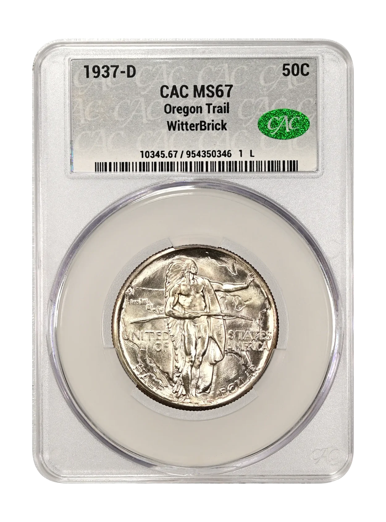 1937-D Oregon 50c CACG MS 67 WitterBrick