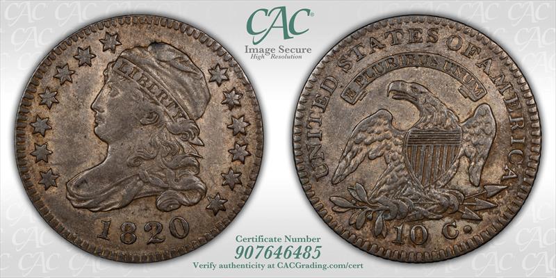 1820 Small 0 10c CACG XF45 