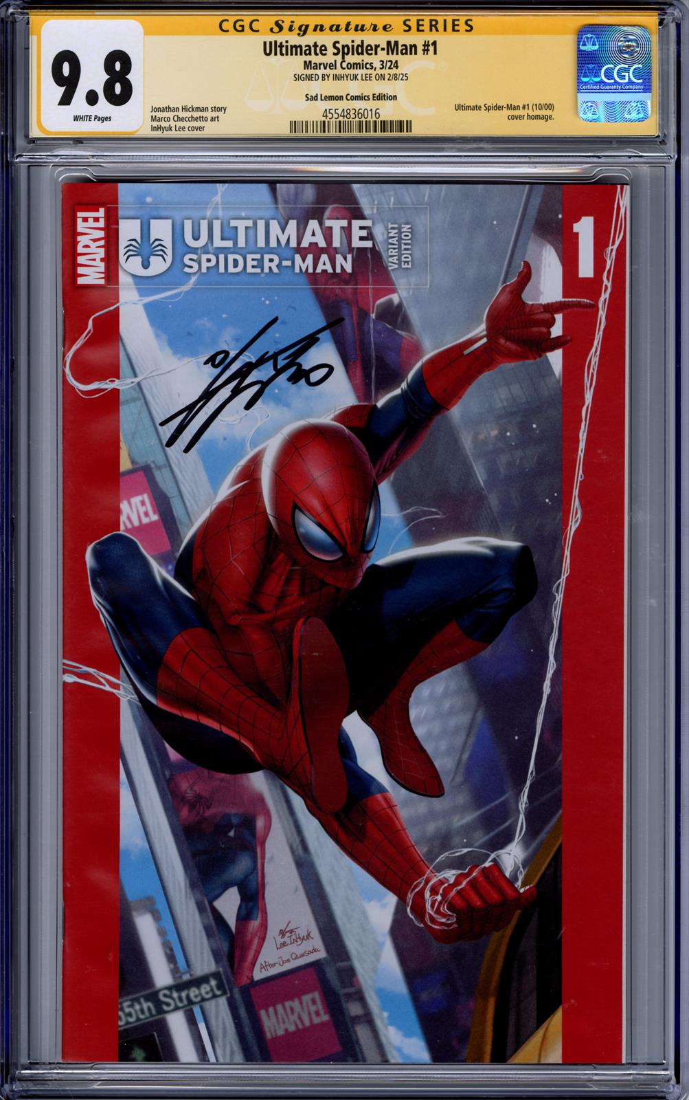 Ultimate Spider-Man #1 CGC Signature Series 9.8 (Marvel, 2024) Signed by Inhyuk Lee 