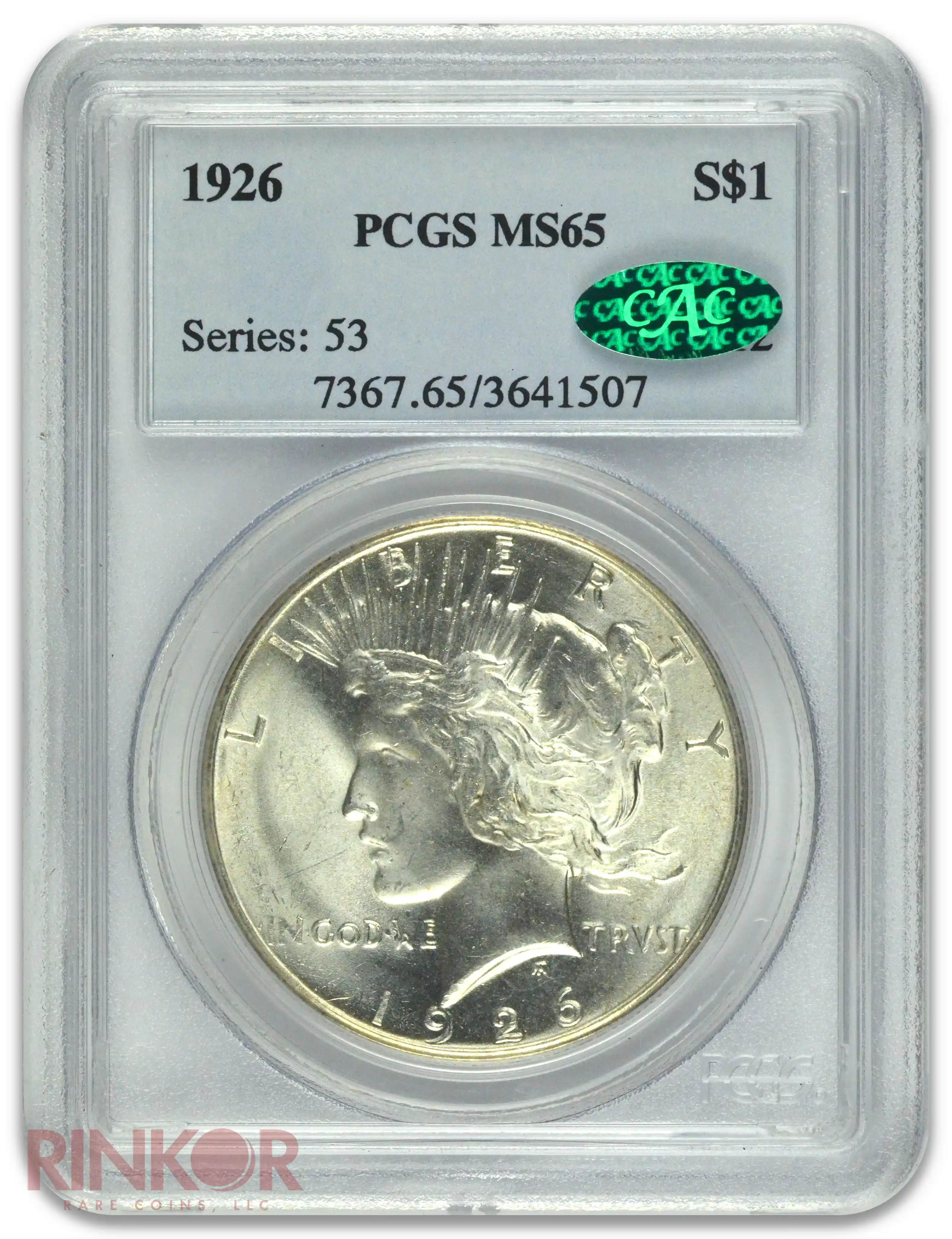 1926 $1 Peace Dollar PCGS MS 65 CAC