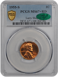 1955-S Lincoln PCGS (CAC) RD 67+ 