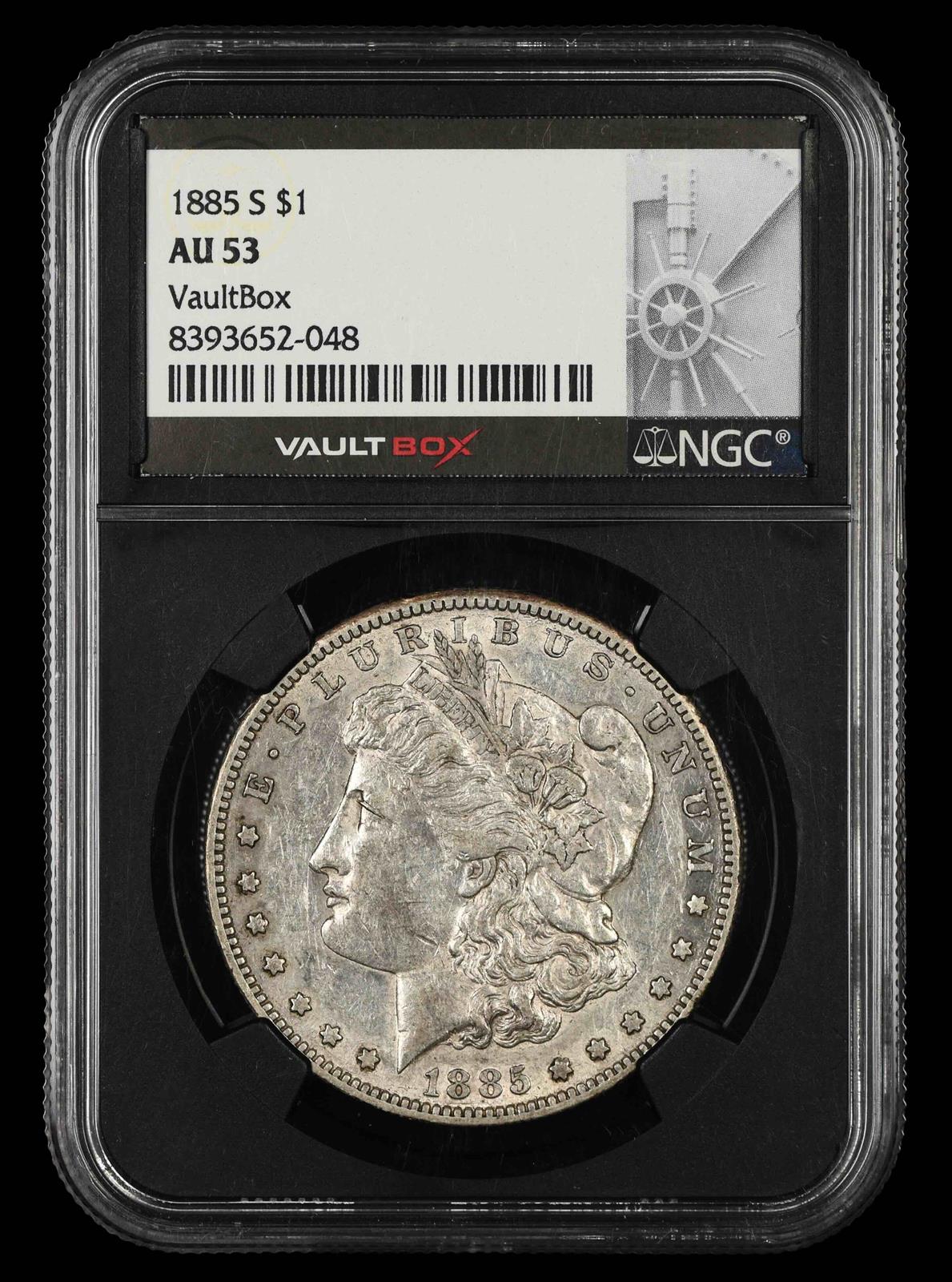 1885 S $1 NGC AU 53