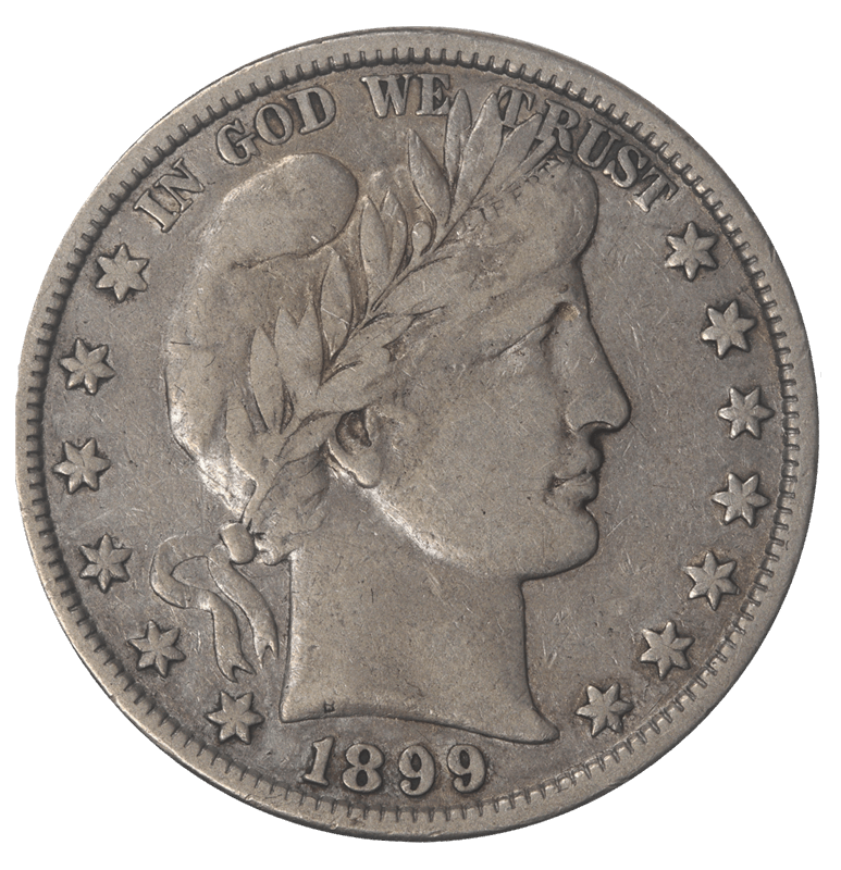 1899 Barber Half Dollar, 50c Circulated, Very Fine - Nice Coin