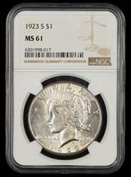 1923 S $1 NGC MS 61