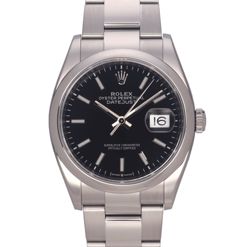 Rolex 36mm Datejust 126200 Black Dial on Oyster Watch and Card (2019)
