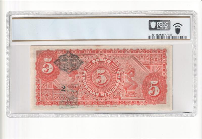 1914 5 Pesos Mexico Pick # S465a M561a CU 58