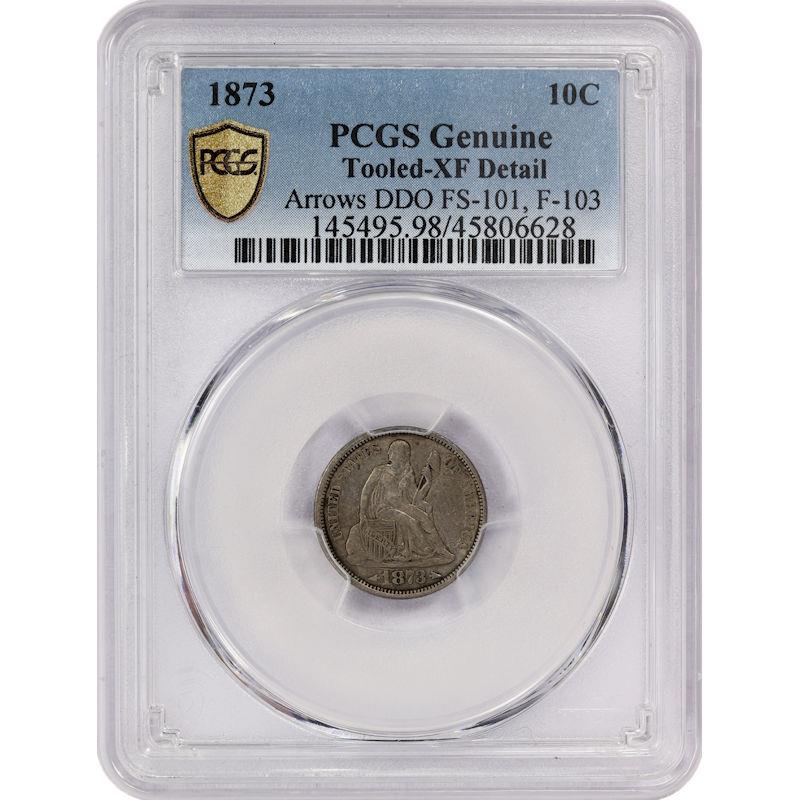 1873 10c Seated Liberty Dime - Arrows - PCGS XF Details - DDO FS-101, F-103