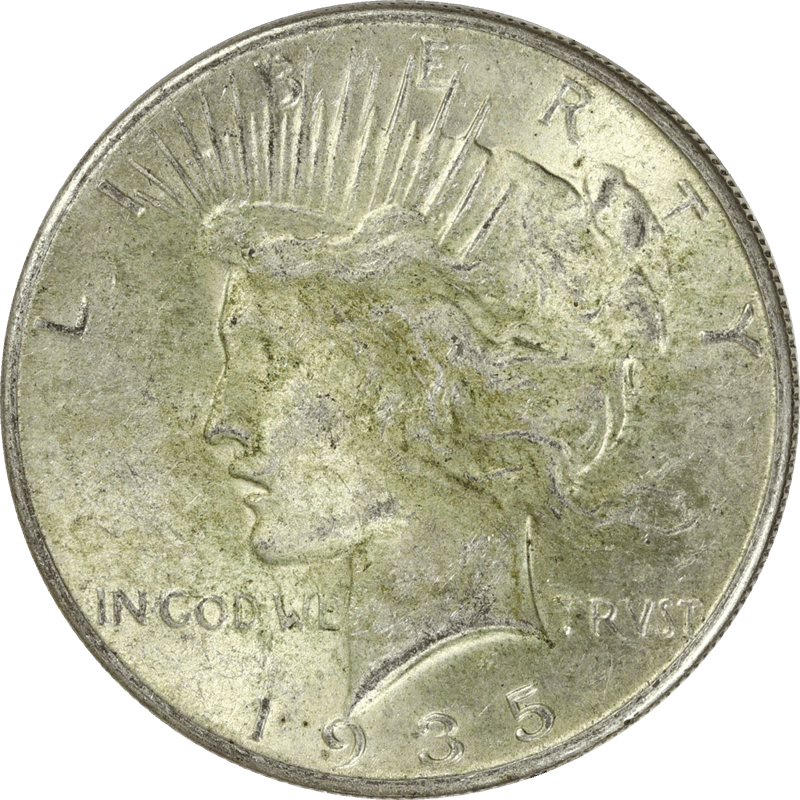 1935 Peace Silver Dollar $1, Circulated, About Uncirculated